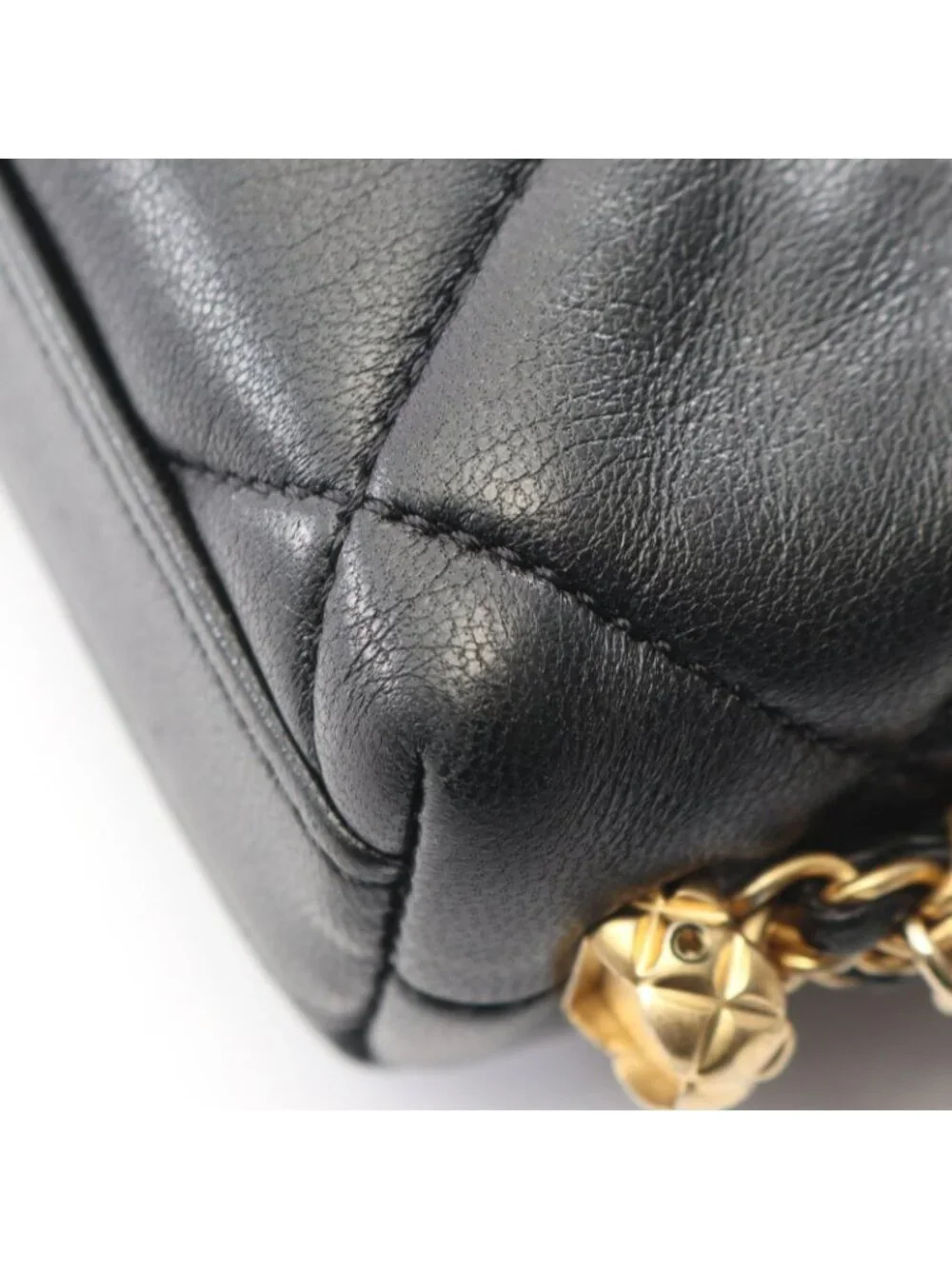 Chanel Shoulder Bag Quilted Small Flap Chain Black Lambskin